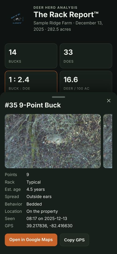 Buck card on a phone: 9-point, about 4.5 years, bedded